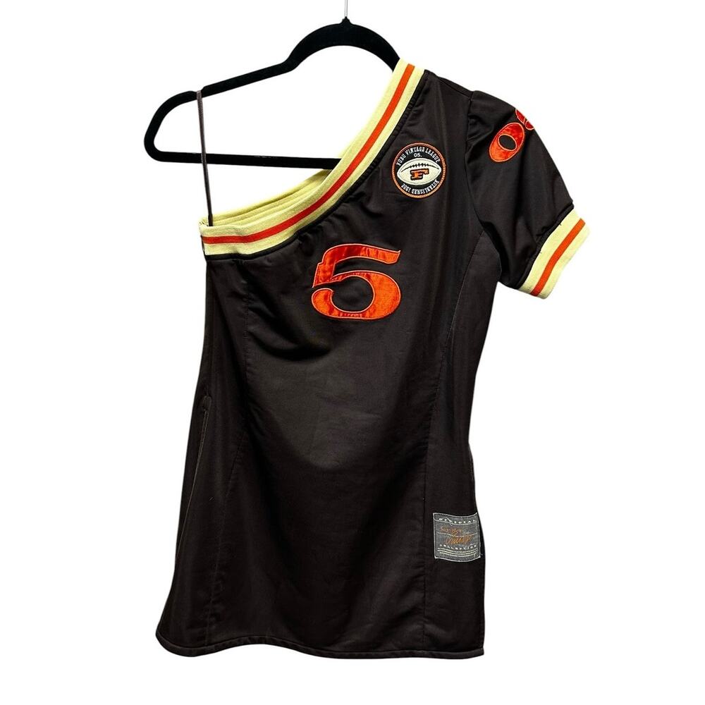 Vintage 1992 FUBU Vintage League Brown Orange One Shoulder Jersey Womens Small